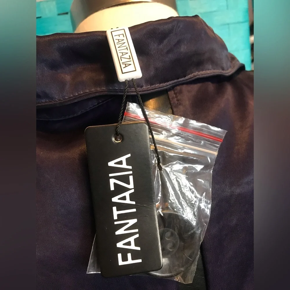 Fantazia Blazer Jacket Buttons Women’s Plum Purple And Black New